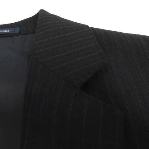 ジャンコステラッツォーネ Janecostellazione スーツ Gledhill 英製生地 1000281-B ジャケット テーラード シングル 2 B パンツ ウール ストライプ ブラック 黒 グレー 94 A 6 90 4