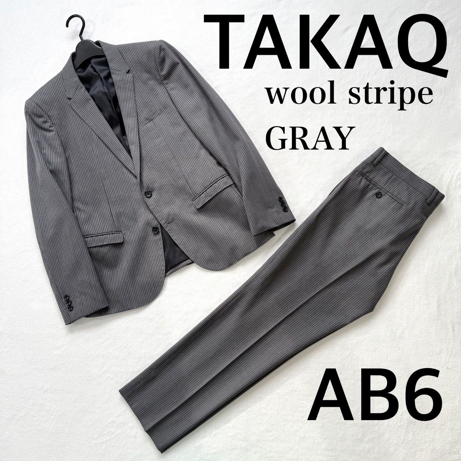 極美品未使用級・AB6✨タカキュー ストライプ スーツ セットアップ