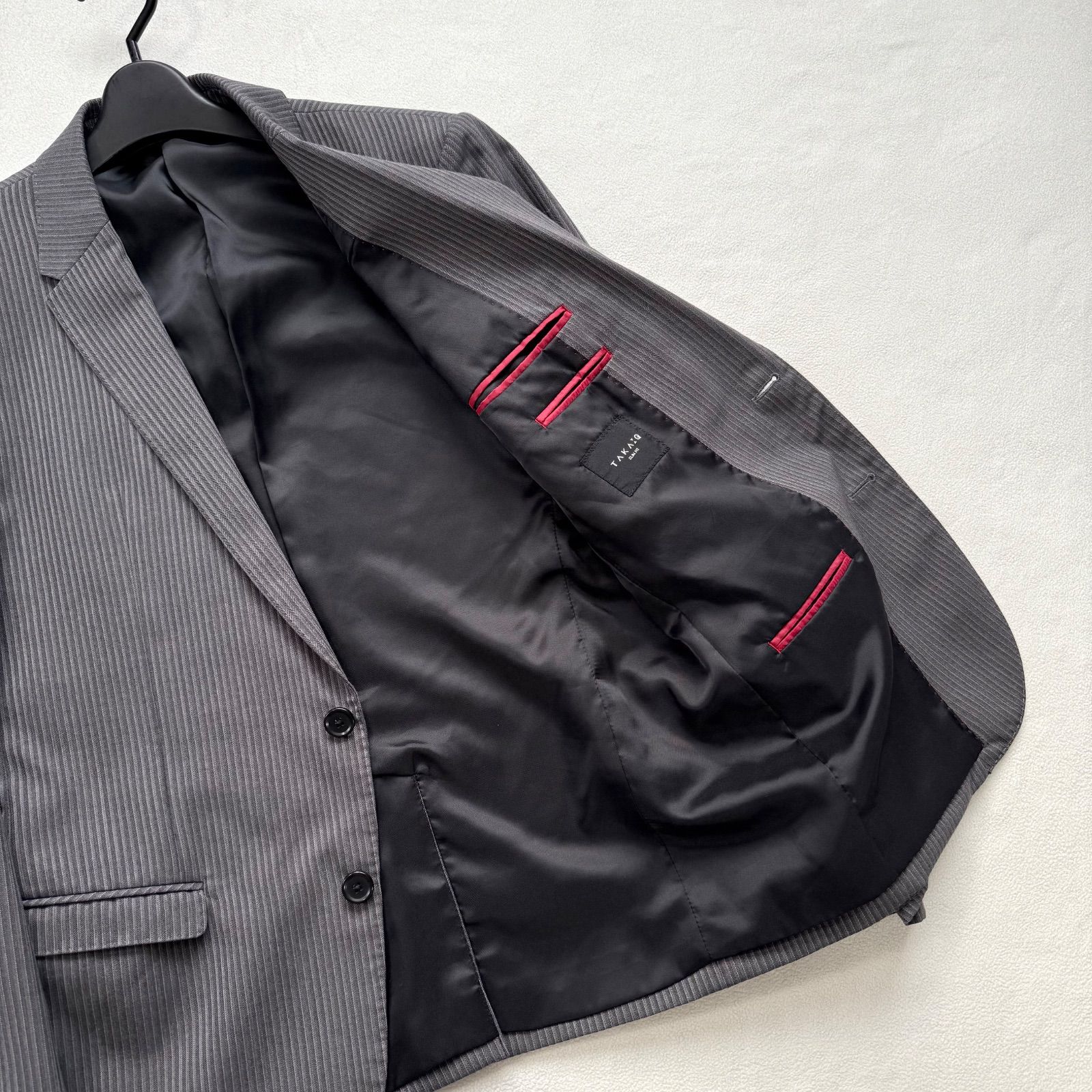 極美品未使用級・AB6✨タカキュー ストライプ スーツ セットアップ