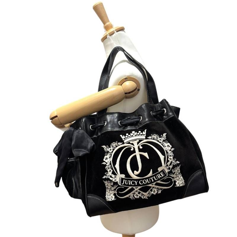 【タグ付き】JUICY COUTUREジューシークチュールボストンバックy2k 希少☆JUICY COUTURE ジューシークチュール☆トートバッグ y2k ロゴ 鏡