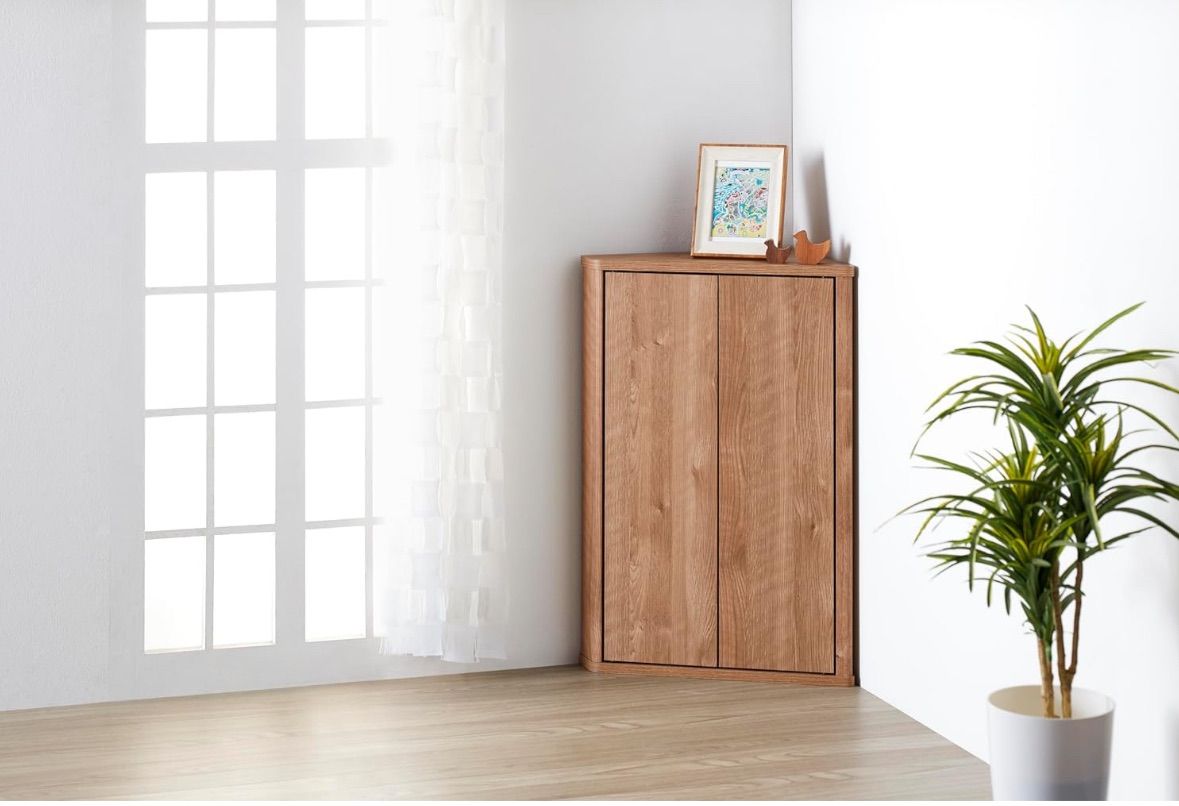 家具で 朝日木材加工 Asahiwood ストッカー L-forme トライアングルストレージ 幅39 cm 奥行28.3 高さ70 ナチュラル トイレ収納 ルーター収納 玄関収納 LFM-7040 TR-NA