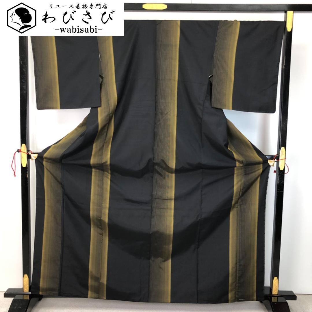 【美品】本場縞大島　付下げ　正絹（トールサイズ） 本場大島紬 縞大島 縦縞模様 トールサイズ K-5616 - メルカリ