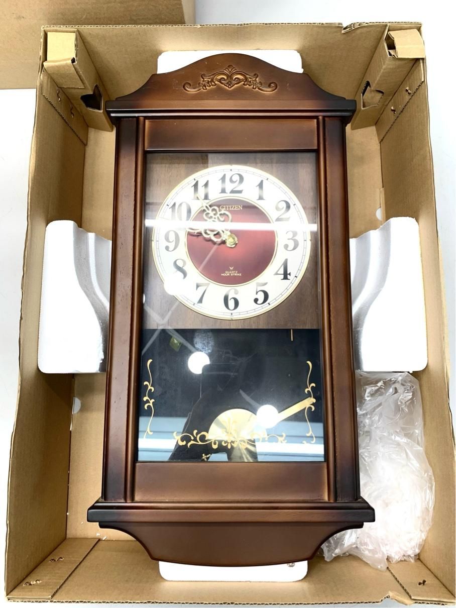 貴重 未使用 柱時計 シチズン CITIZEN 掛け時計 クオーツ アンティーク