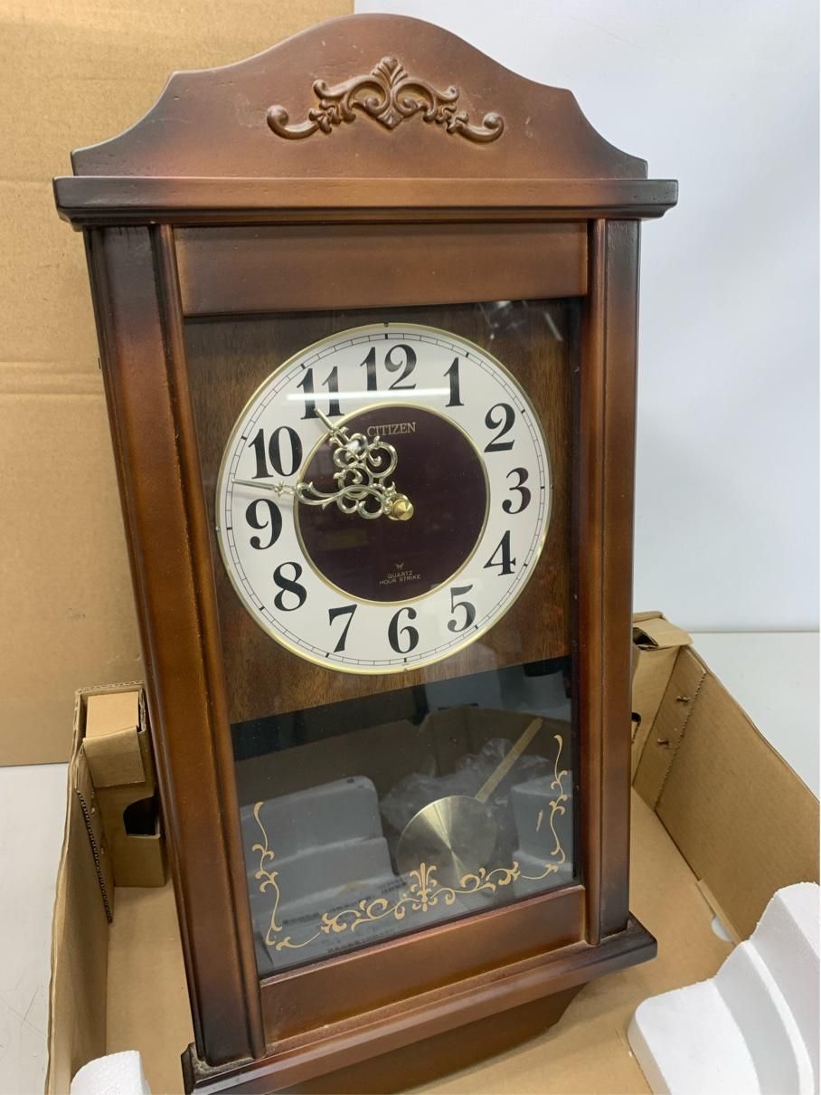 貴重 未使用 柱時計 シチズン CITIZEN 掛け時計 クオーツ アンティーク