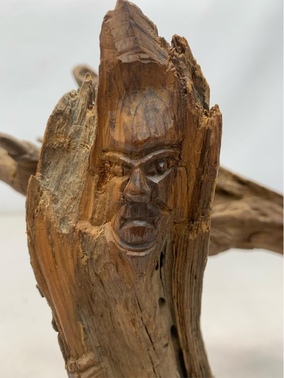 貴重 根彫 人物像 木彫り 骨董 流木アート 仏教美術 レトロ