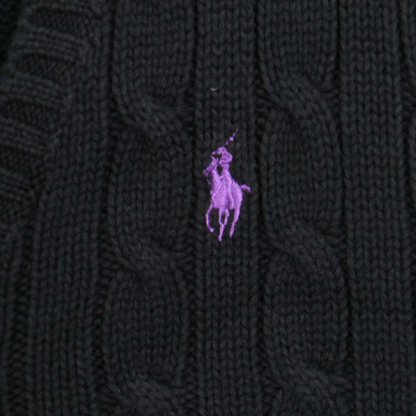 美品 ラルフローレンスポーツ Vネック ケーブルニット ネイビー ポニー刺繍 L RALPH LAUREN SPORT ラルフ ローレン スポーツ 通年 ポニー刺繍☆ V