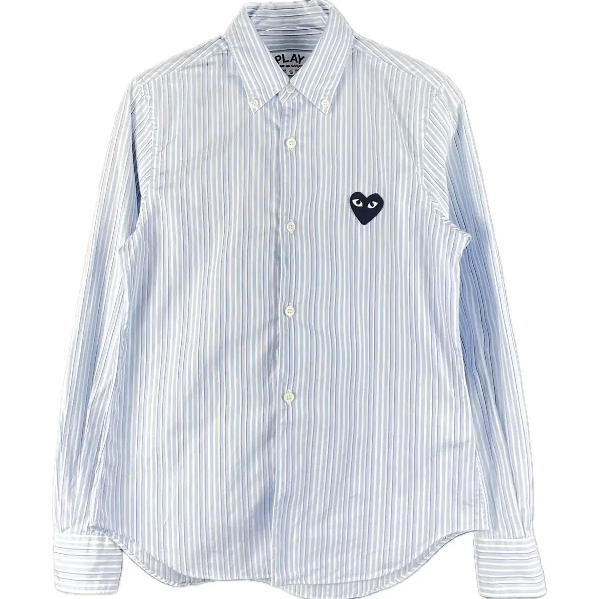 S コム・デ・ギャルソン PLAY ブラック ハート ワッペン ストライプ レディース シャツ