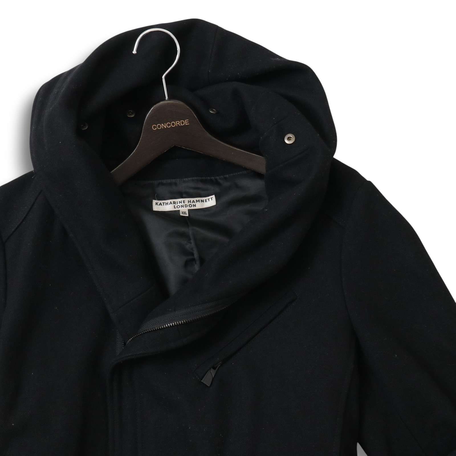 【美品】KATHARINE HAMNETT ウール ライダースジャケット KATHARINE HAMNETT LONDON キャサリン ハムネット ウール☆ フーディー