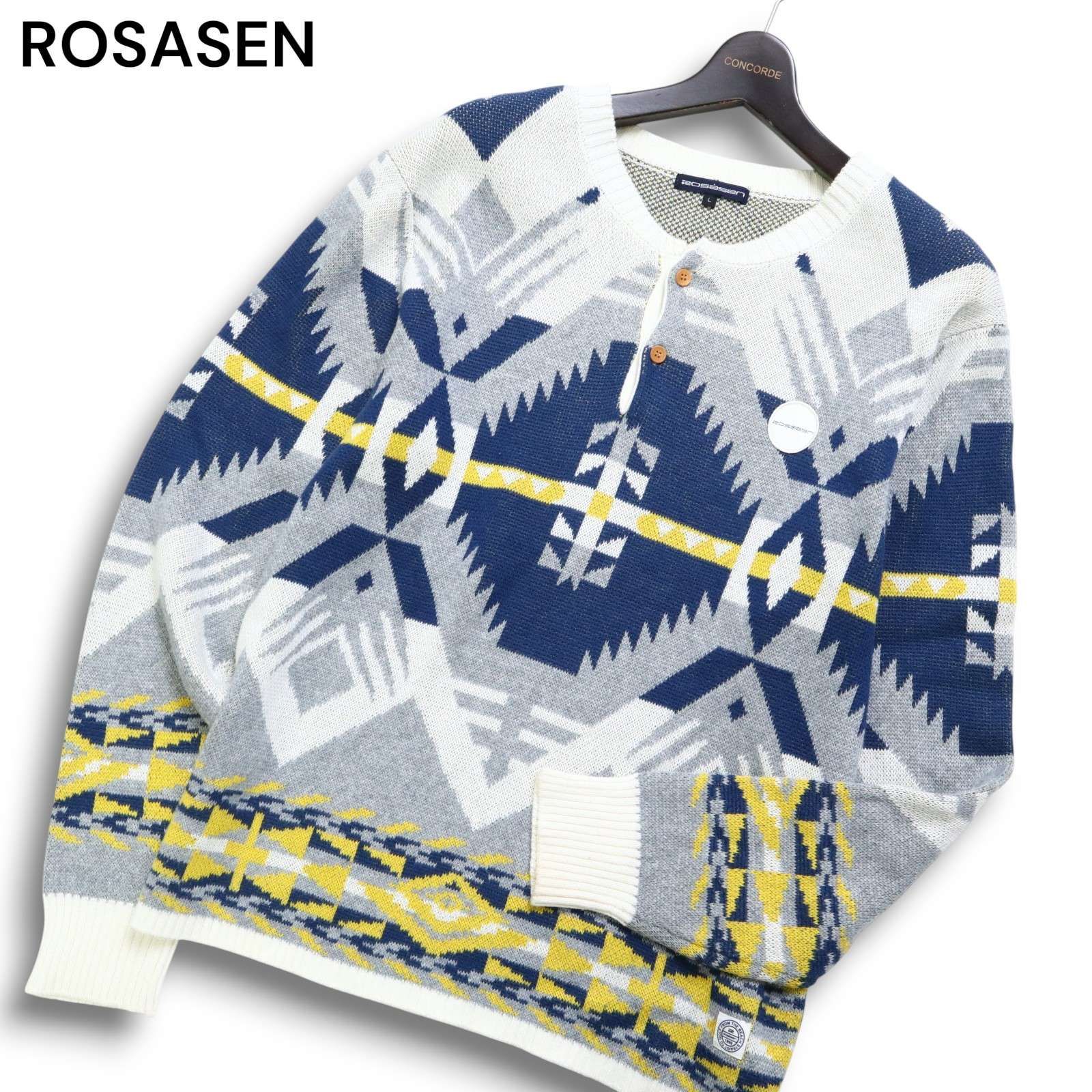 ROSASEN ロサーセン ゴルフ 秋冬 ロゴワッペン☆ ネイティブ柄