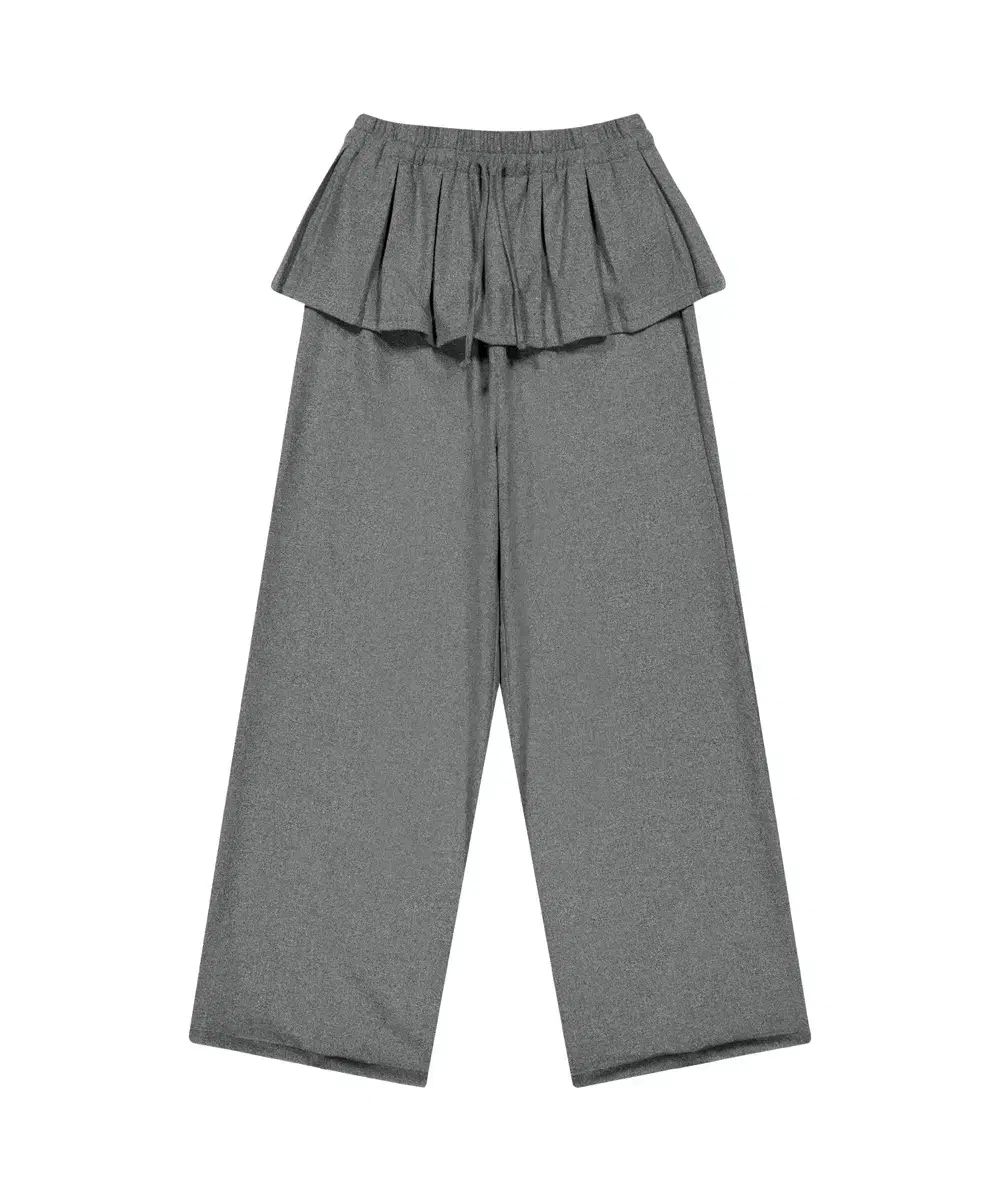 イッセイミヤケ グレー プリーツ ワイド パンツ