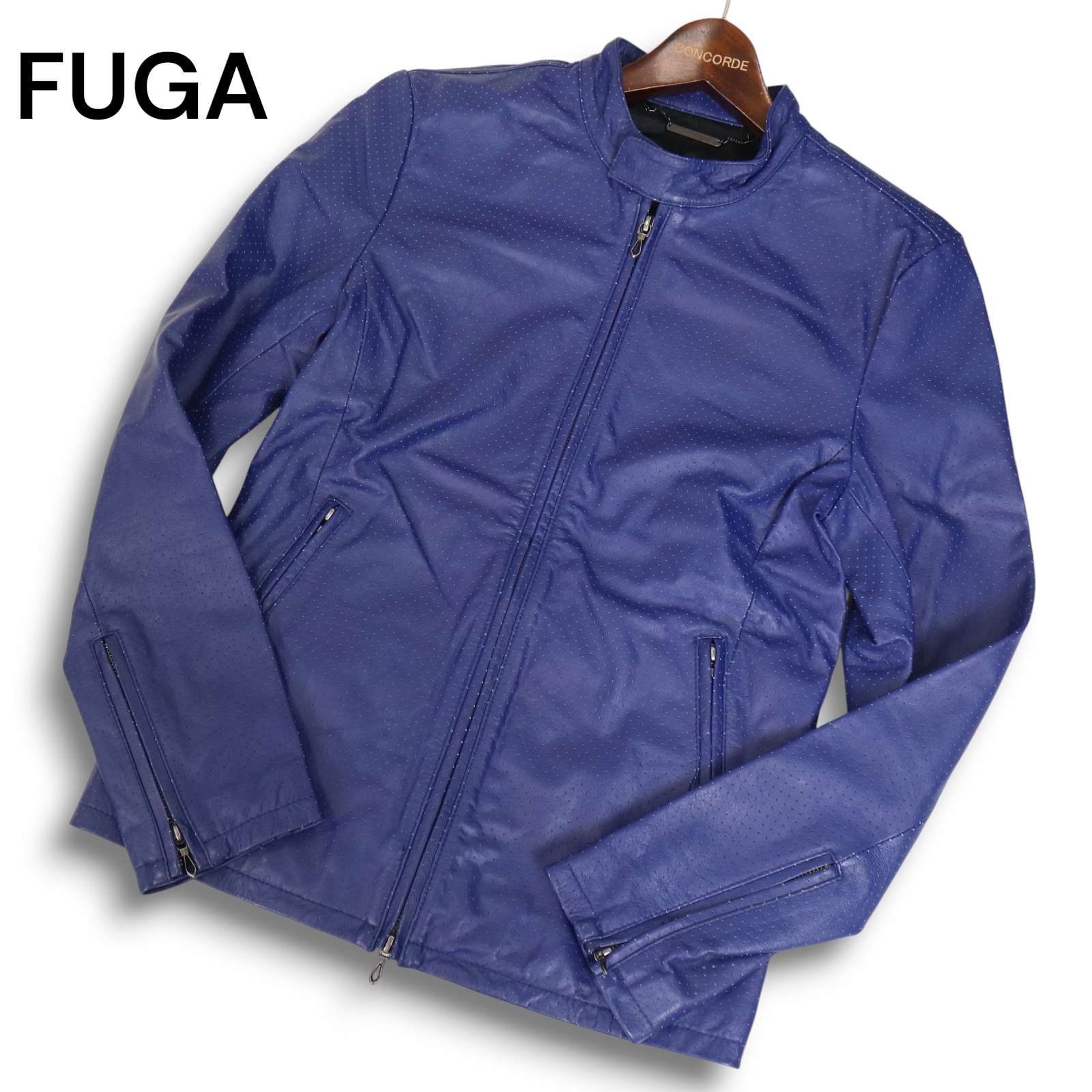 FUGA 牛革 カウスキン レザージャケット ライダース サイズ 46 フーガ GOSTAR DE FUGA ゴスタール ジ フーガ 牛革☆ パンチング カウ レザー