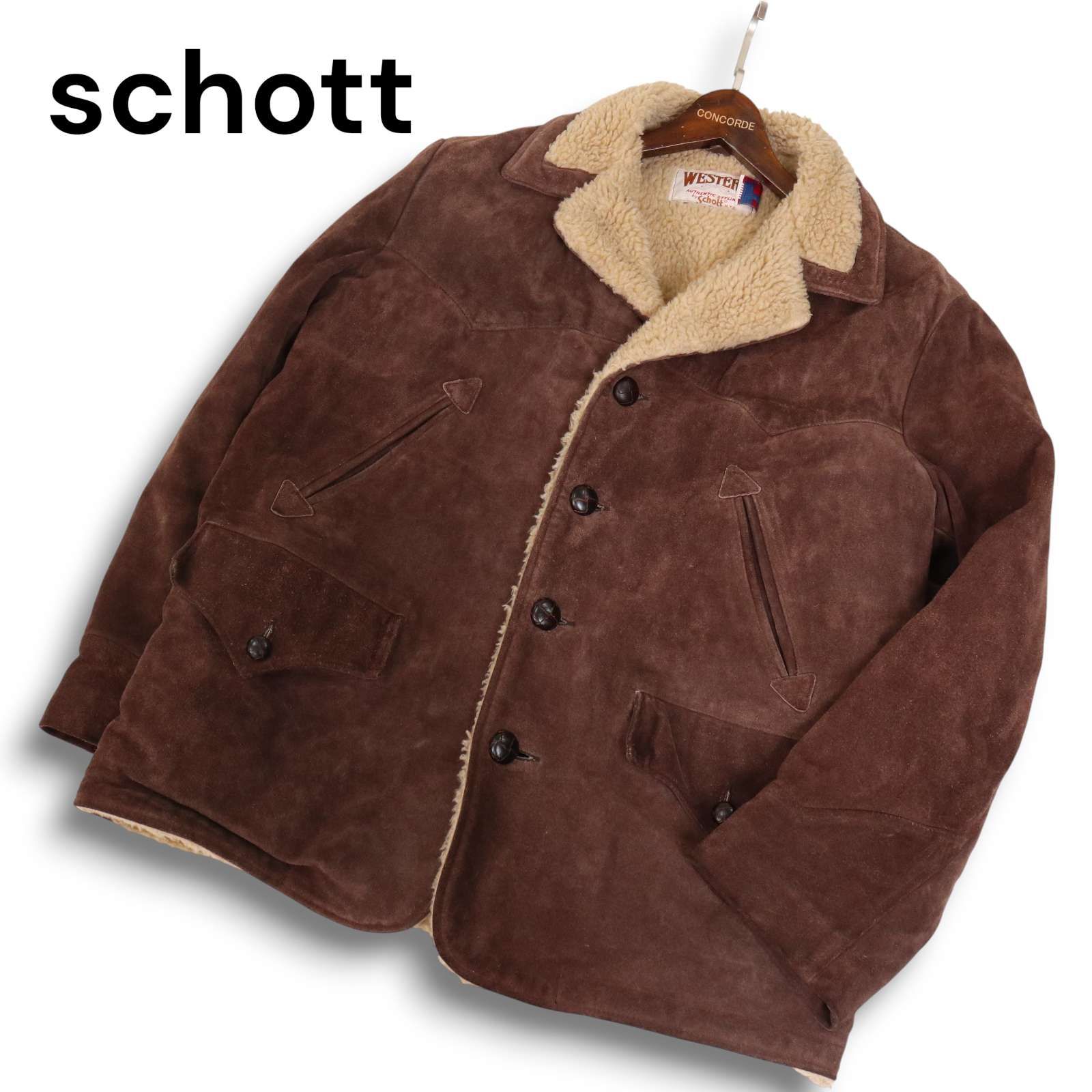 USA製☆ schott ショット WESTERN 秋冬☆ スエード レザー ボア ランチ