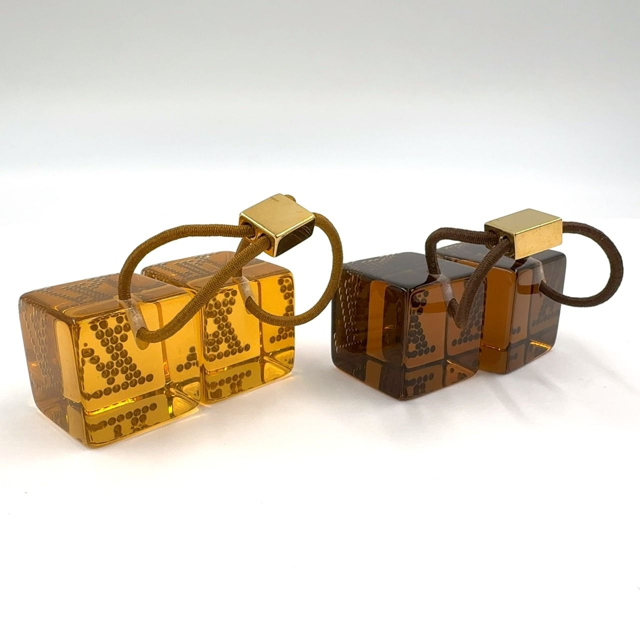 LOUIS VUITTON ヘアキューブ アンクルージョン セット プラスチック ブラウン ライトブラウン ヘア ゴールド