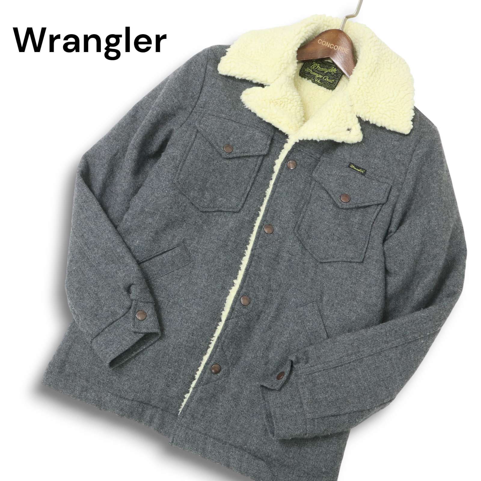 Wrangler Ron Herman ラングラー ロンハーマン WS 9024 秋冬 中綿 ボア ウール ランチ ジャケット Sz S メンズ 灰