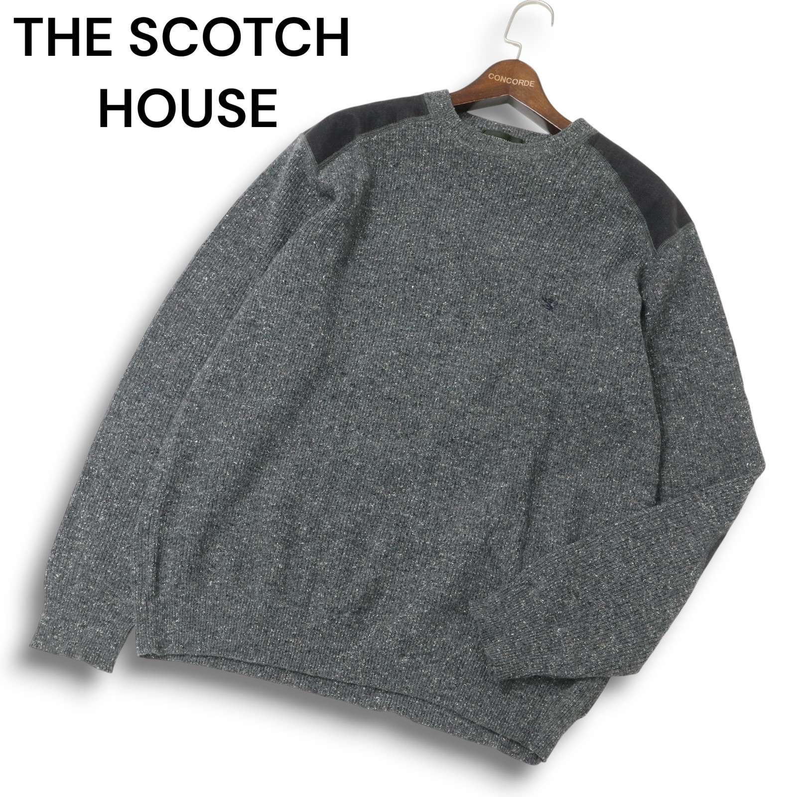 THE SCOTCH HOUSE スコッチハウス 刺繍☆ シルク ウール混 エルボー 