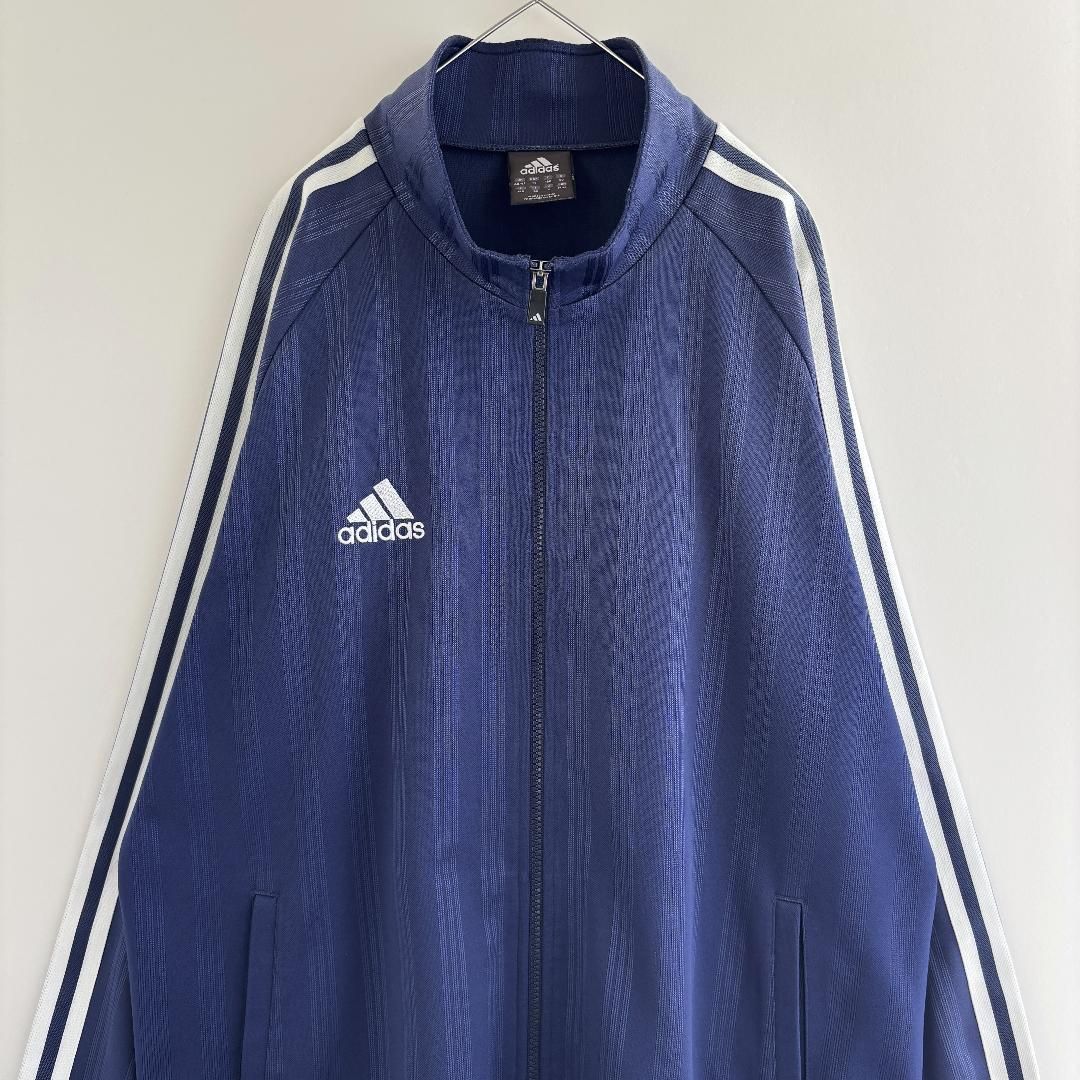 adidas トラックジャケット 刺繍ロゴ Oサイズ ストライプ 万国旗