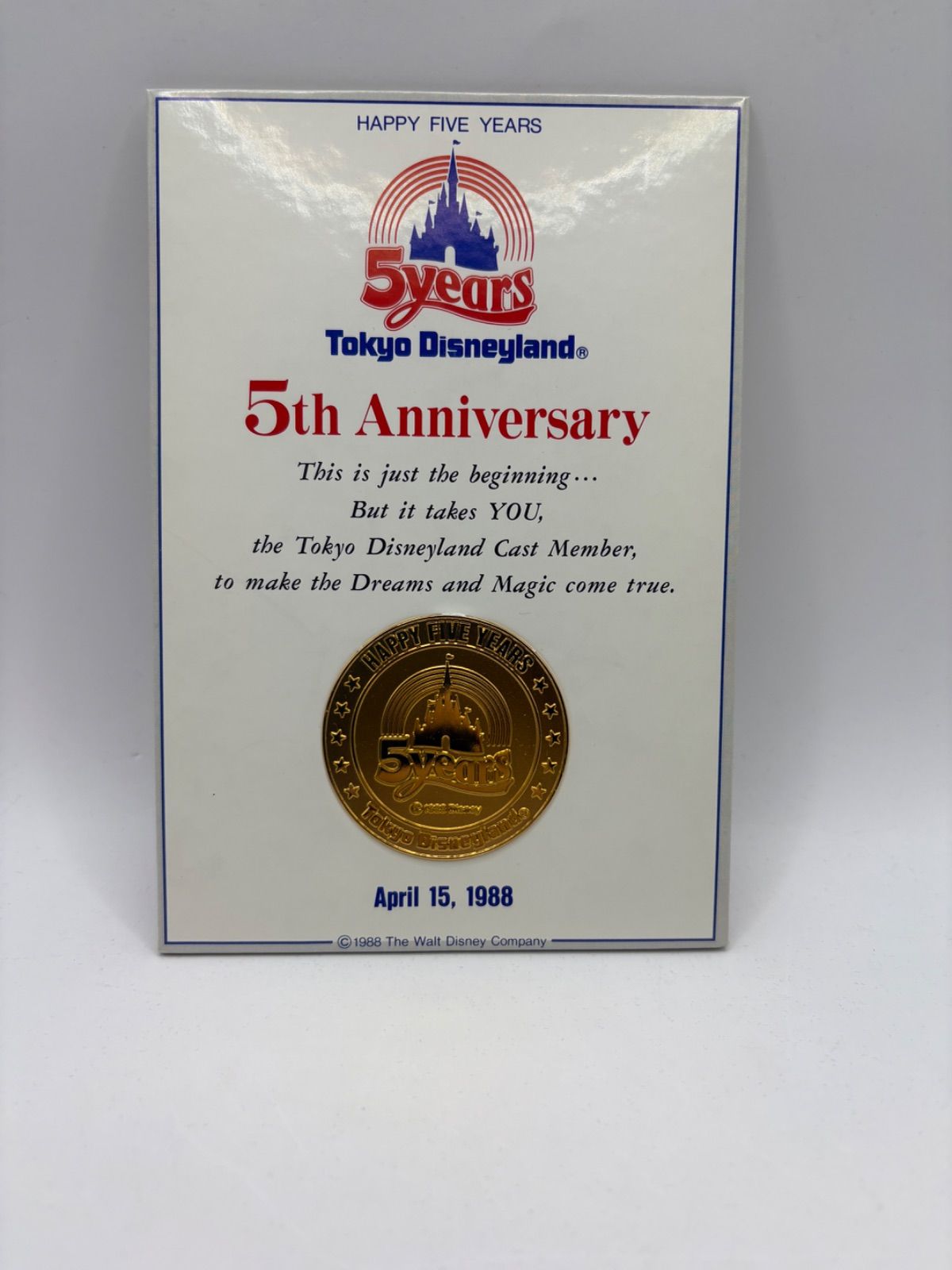 非売品】東京ディズニーランド 開園5周年記念メダル 1988年 キャスト