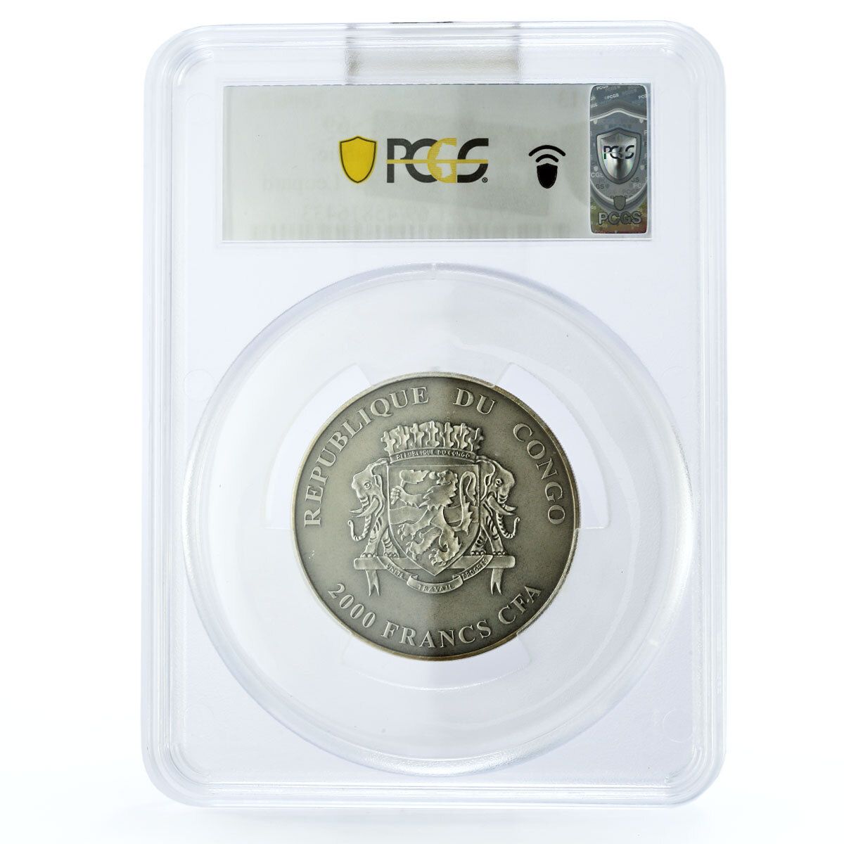 コンゴ 2000フラン 絶滅危惧野生生物 ヒョウ ネコ 動物相 MS69 PCGS