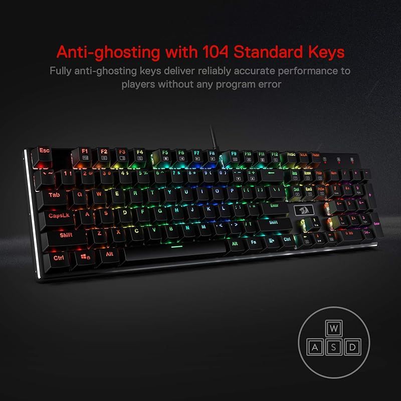 Redragon K 556 RGB LEDバックライト付き有線メカニカルゲーミングキーボード 104キーホットスワップメカニカルキーボード アルミニウムベース アップグレードソケットとノイズ吸収フォーム ソフトタクタイルブラウンスイッチ