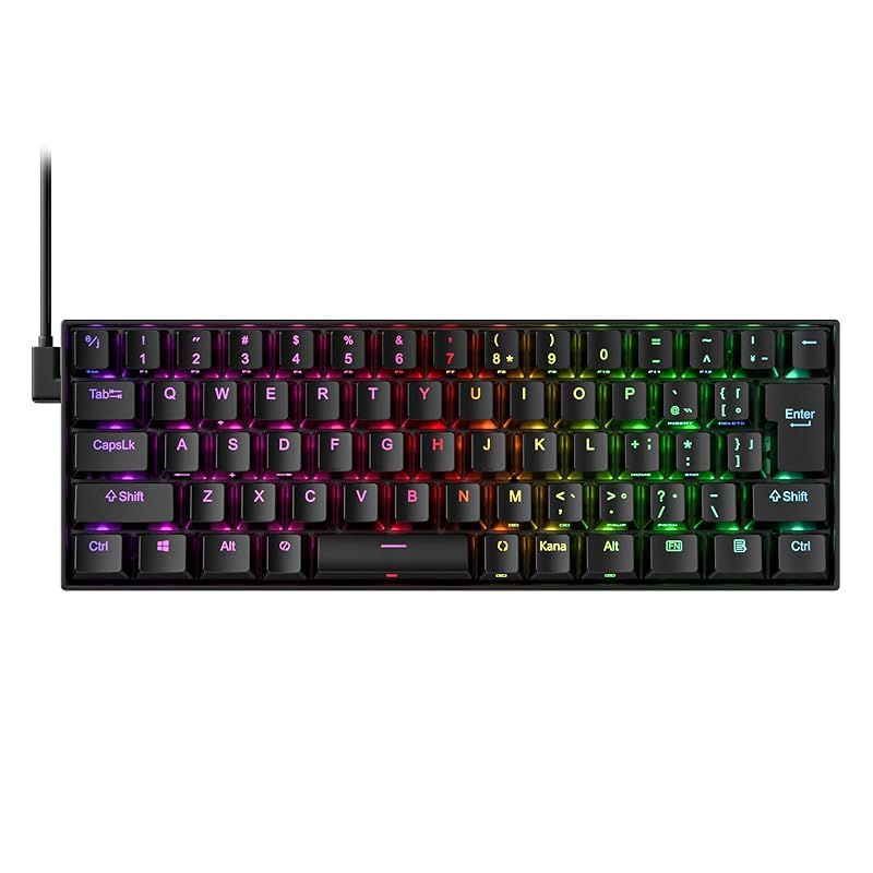 Redragon K 630 60 有線 RGB ゲーミングキーボード 61キー コンパクトメカニカルキーボード シルバースイッチ プロドライバーサポート ブラック