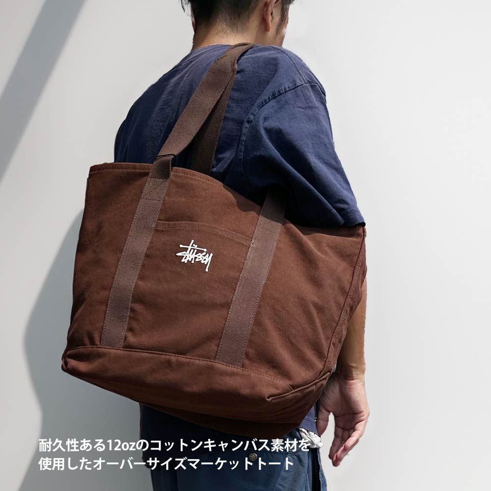 STUSSY CANVAS MARKET TOTE BAG - メルカリ