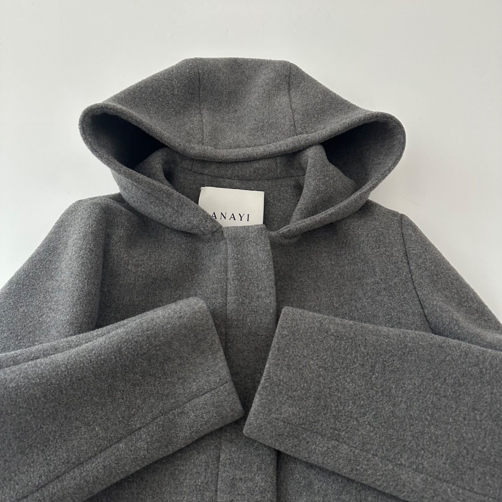ANAYI ダブルビーバー フードコート グレー 38 M 日本製 ウールコート