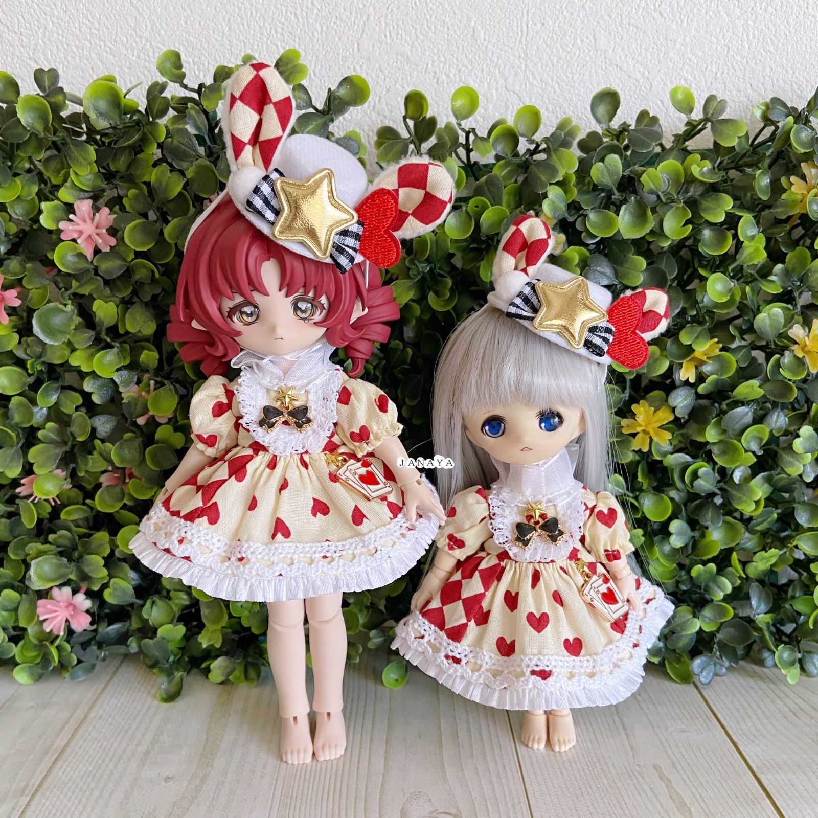 JANAYA ハンドメイド オビツ11服 アリスハート柄ワンピース 4点セット