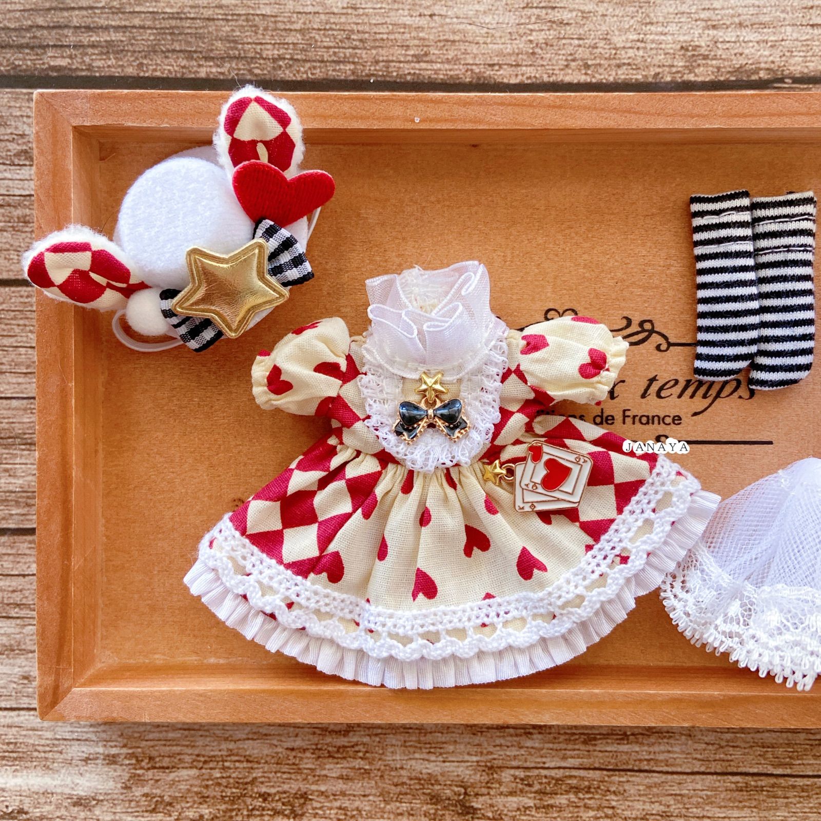 JANAYA ハンドメイド オビツ11服 アリスハート柄ワンピース 4点セット