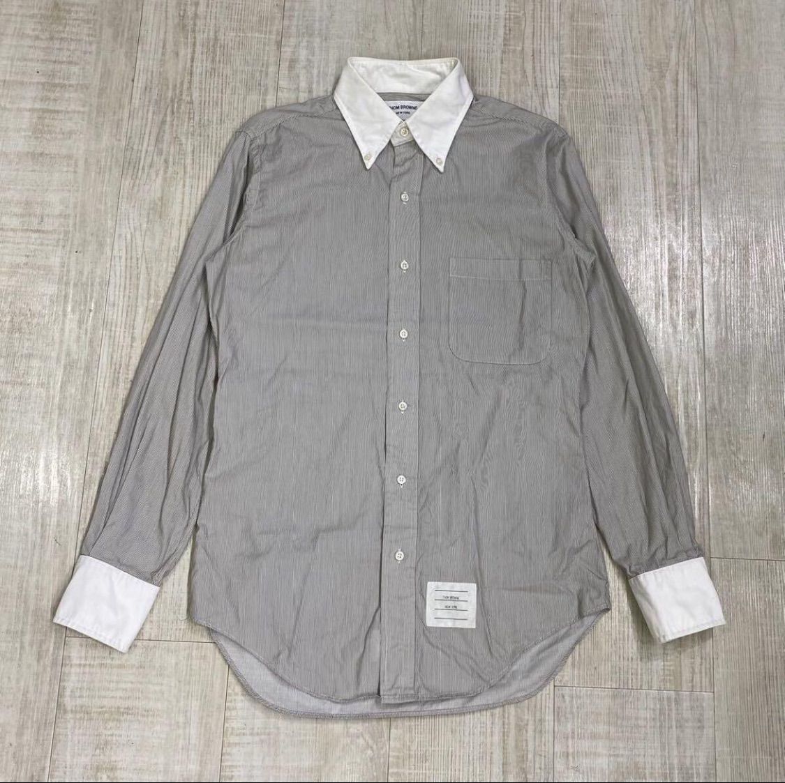 THOM BROWNE Button Down Long Sleeves Stripe Dress Shirt トム