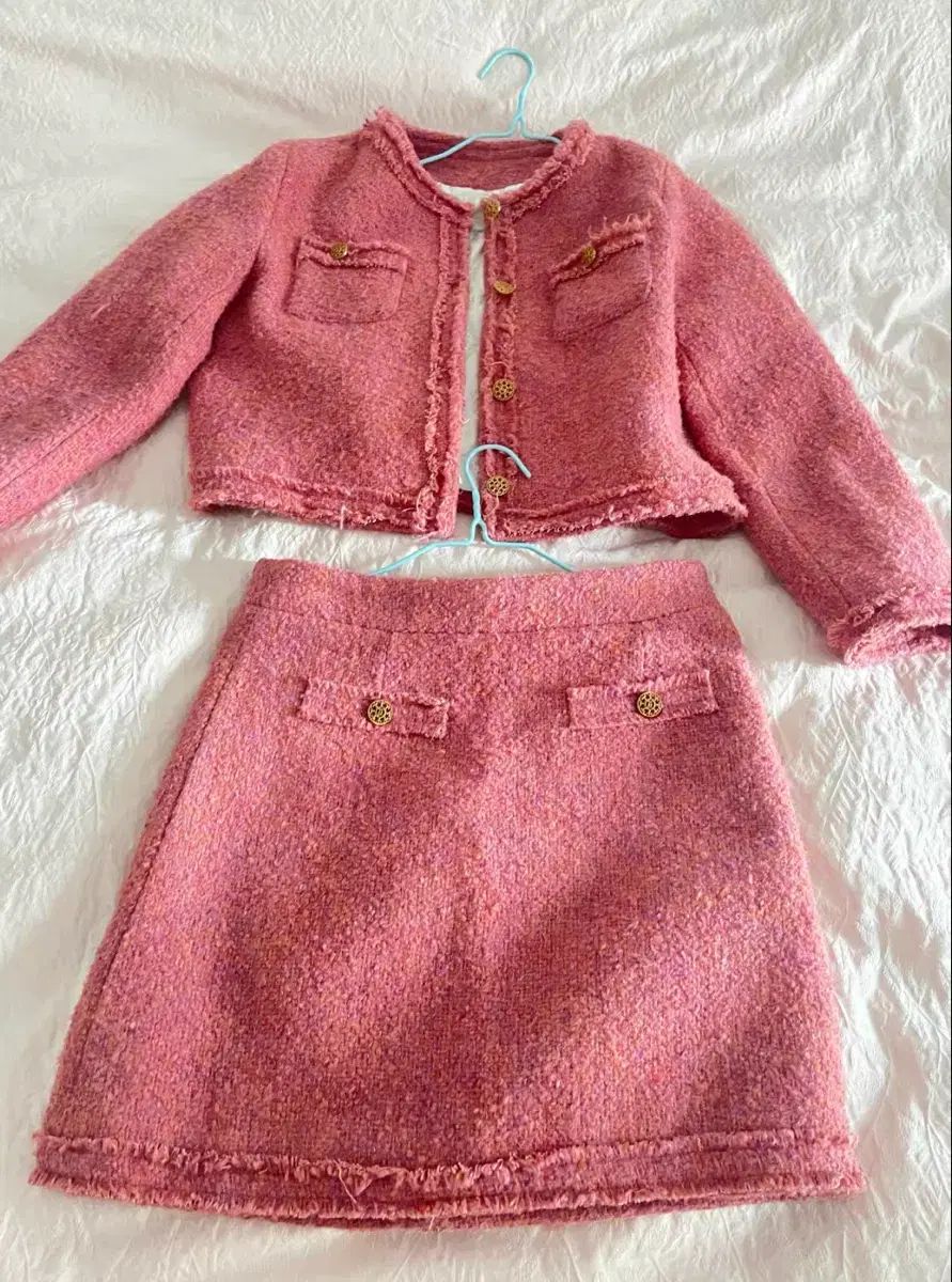 ピンク ツイード セットアップ ジャケット スカート