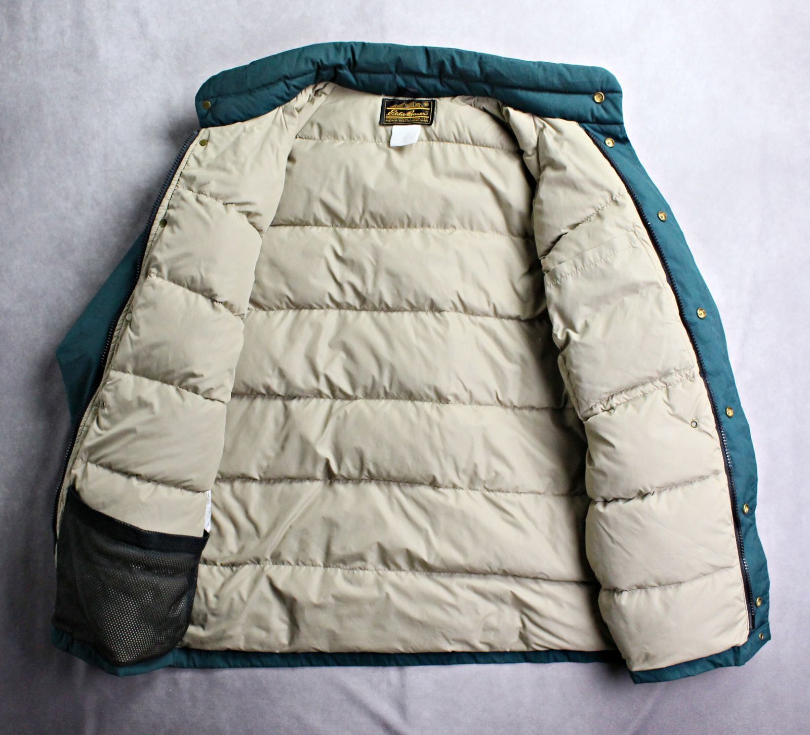 80’s 黒タグ Eddie Bauer グース ダウン ジャケット グリーン 古着 90s Eddie Bauer 「Ridge Line」 2way コットンクロス グース