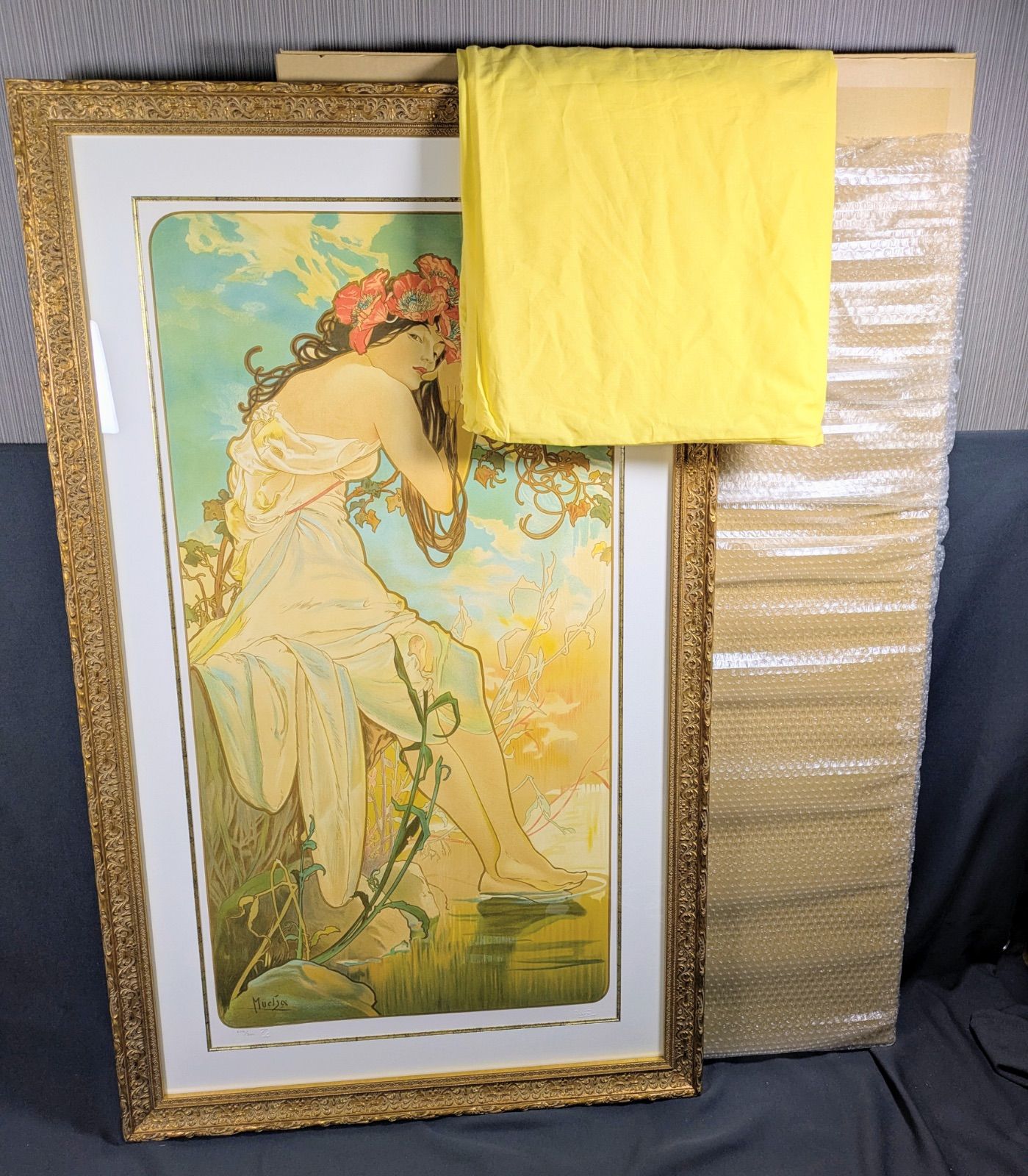 真作保証 ミュシャ財団リトグラフ 希少新品同様【四季1896夏】額付き