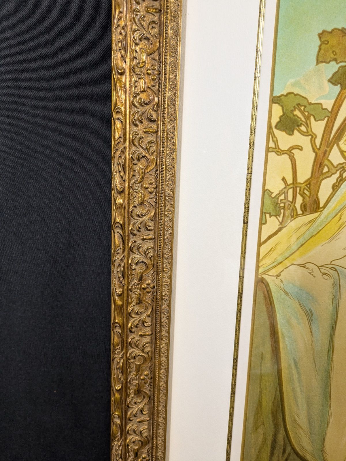 真作保証 ミュシャ財団リトグラフ 希少新品同様【四季1896夏】額付き