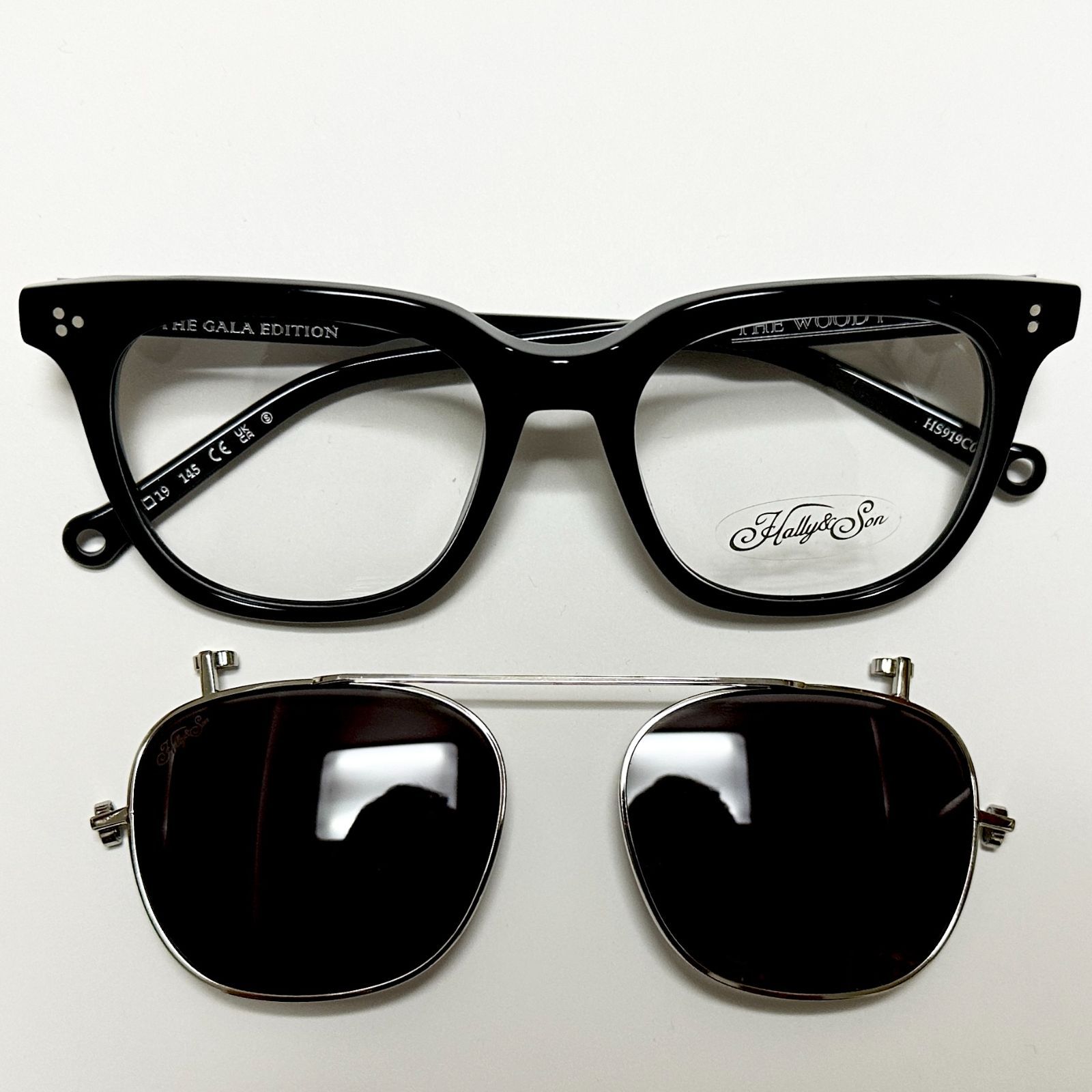 処分価格 イタリア社 クリップオン付メガネ Hally - Son HS 919 ケース他付属付 サングラス スクエア