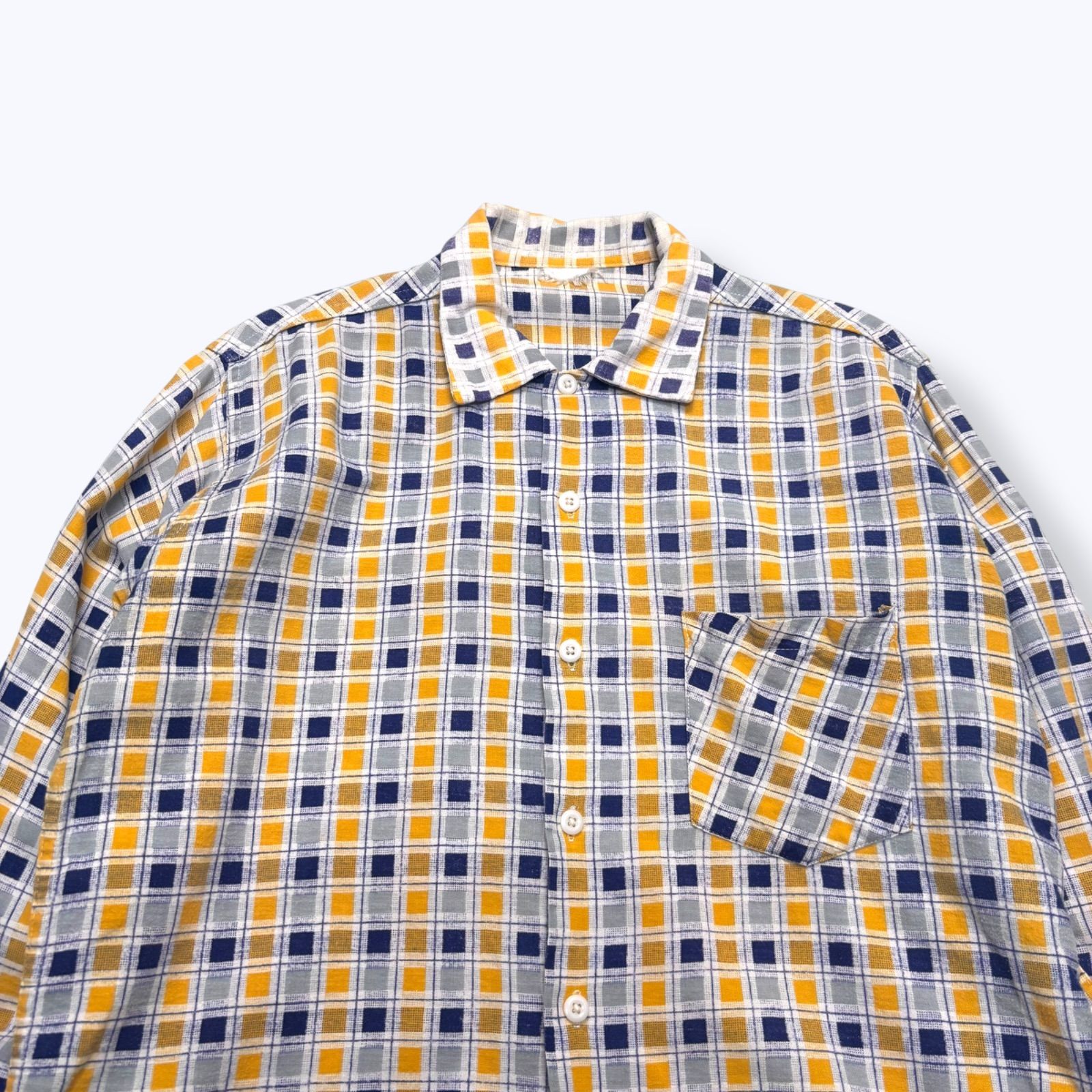 50s プリントネルシャツ プリネル 50s Print Flannel Shirt Open Collar 50年代 プリントフランネル