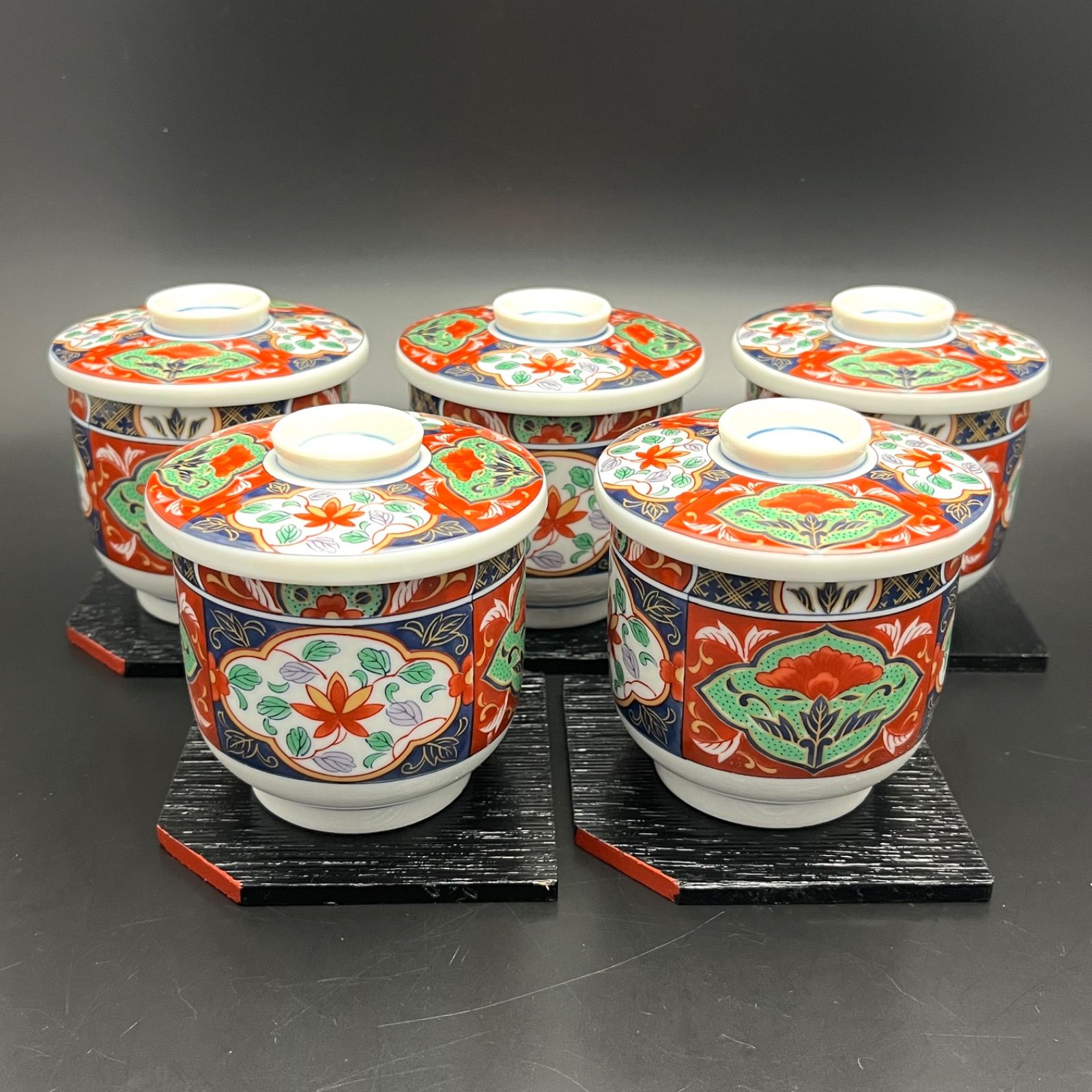 龍峰窯 蓋付き碗 蒸し碗 茶碗蒸し 龍峰 有田焼 伊万里焼 陶芸　5客セット 龍峰窯 蓋付き碗 蒸し碗 茶碗蒸し 龍峰 有田焼 伊万里焼 陶芸 5