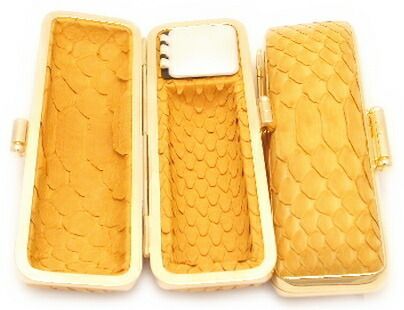 印鑑ケース おしゃれ 朱肉付き 風水 錦ヘビケース 16.5mm 18mm 蛇革