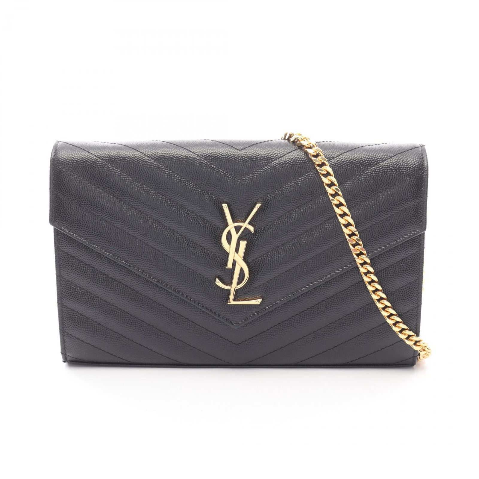 サンローランパリ SAINT LAURENT PARIS ショルダーバッグ カサンドラ クラシック ブラック レザー チェーンウォレット レディース