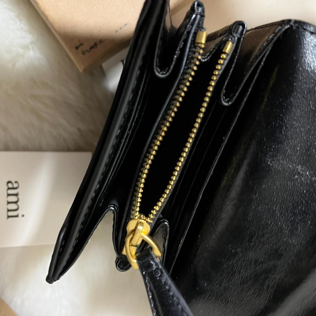  AMI PARIS アミ パリス パリ レザー 二つ折り財布 ブラック USL 203 AL 0051 二つ折り財布 折り財布