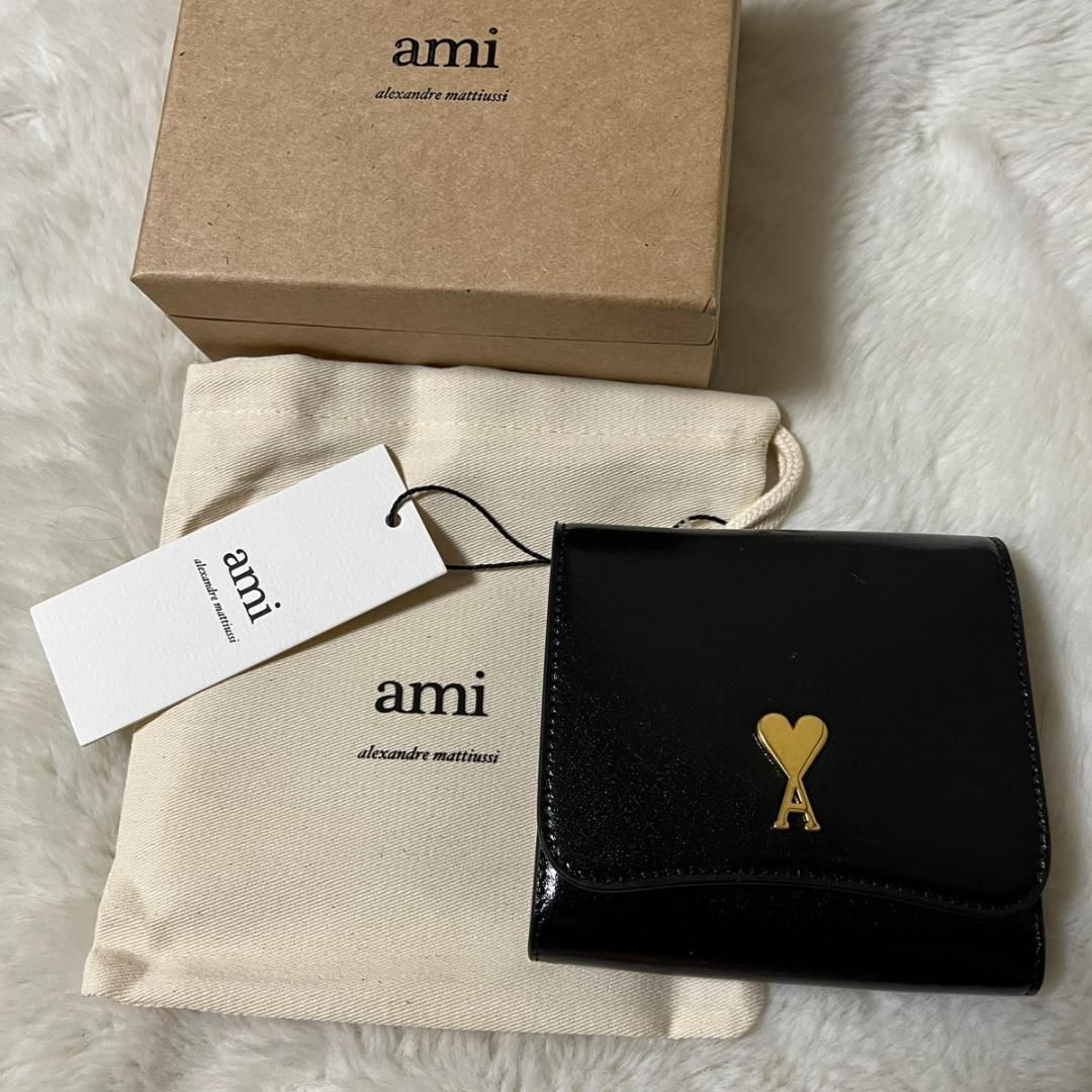 AMI PARIS アミ パリス パリ レザー 二つ折り財布 ブラック USL 203 AL 0051