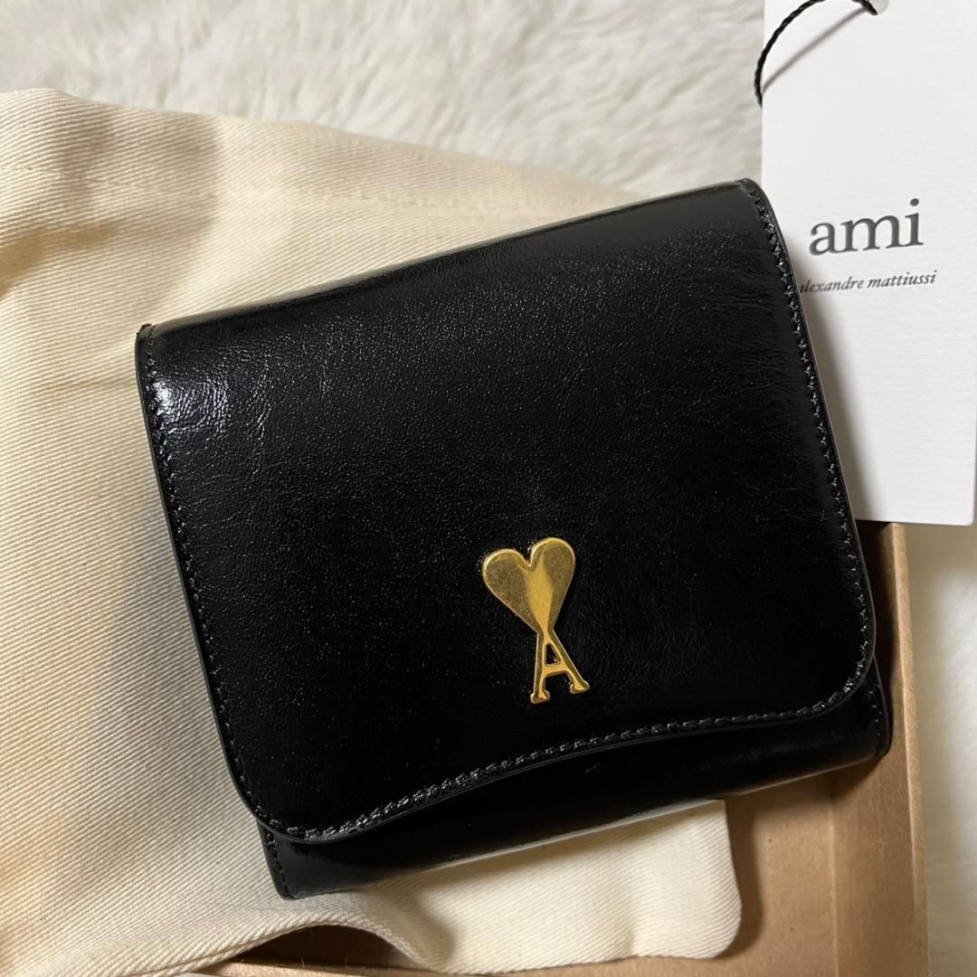 AMI PARIS アミ パリス パリ レザー 二つ折り財布 ブラック USL 203.AL 0051