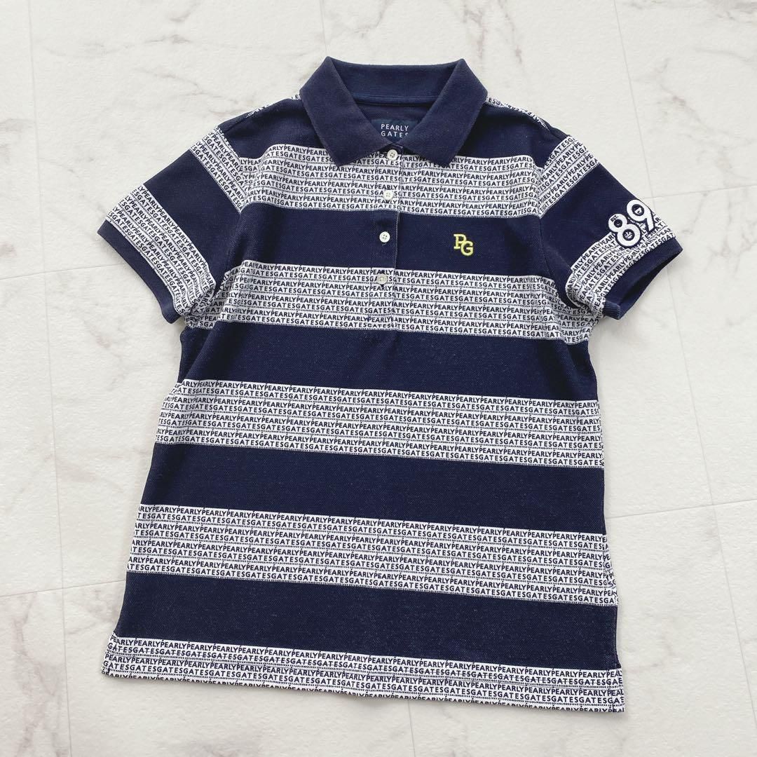 パーリーゲイツ 2021年モデル ボーダーロゴ ポロシャツ 刺繍　ゴルフウェア パーリーゲイツ 2021年モデル ボーダーロゴ ポロシャツ 刺繍 ゴルフ