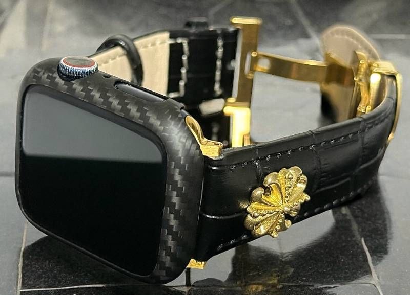 マットカーボンg アップルウォッチ バンド レザーベルト 本革 クロコダイル Apple Watch 保護カバー リアルカーボンファイバー ケース 44 mm 45 46 49 ultra ウルトラ メンズ レディース