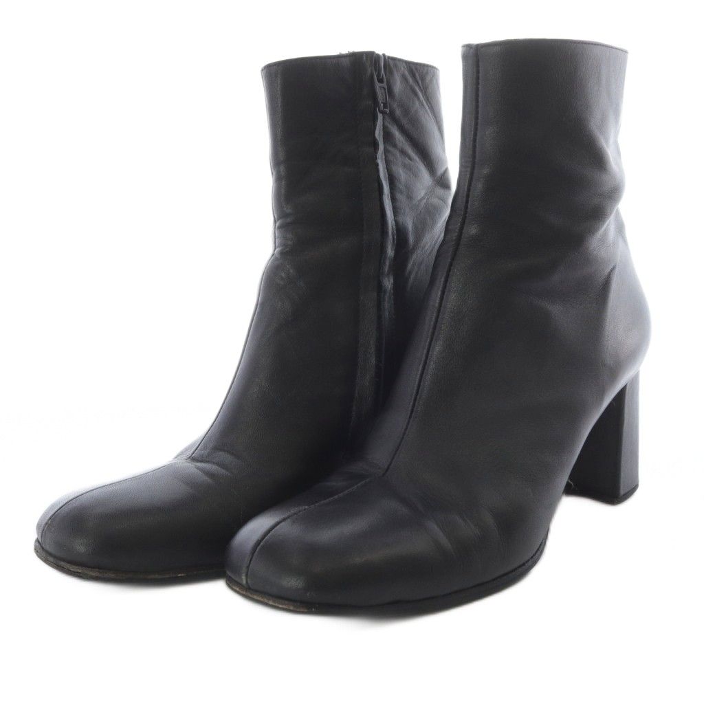 マリアム ナッシアー ザデー MARYAM NASSIR ZADEH ブーツ ショート ハイヒール スクエアトゥ レザー 37 ブラック YO 7 SH