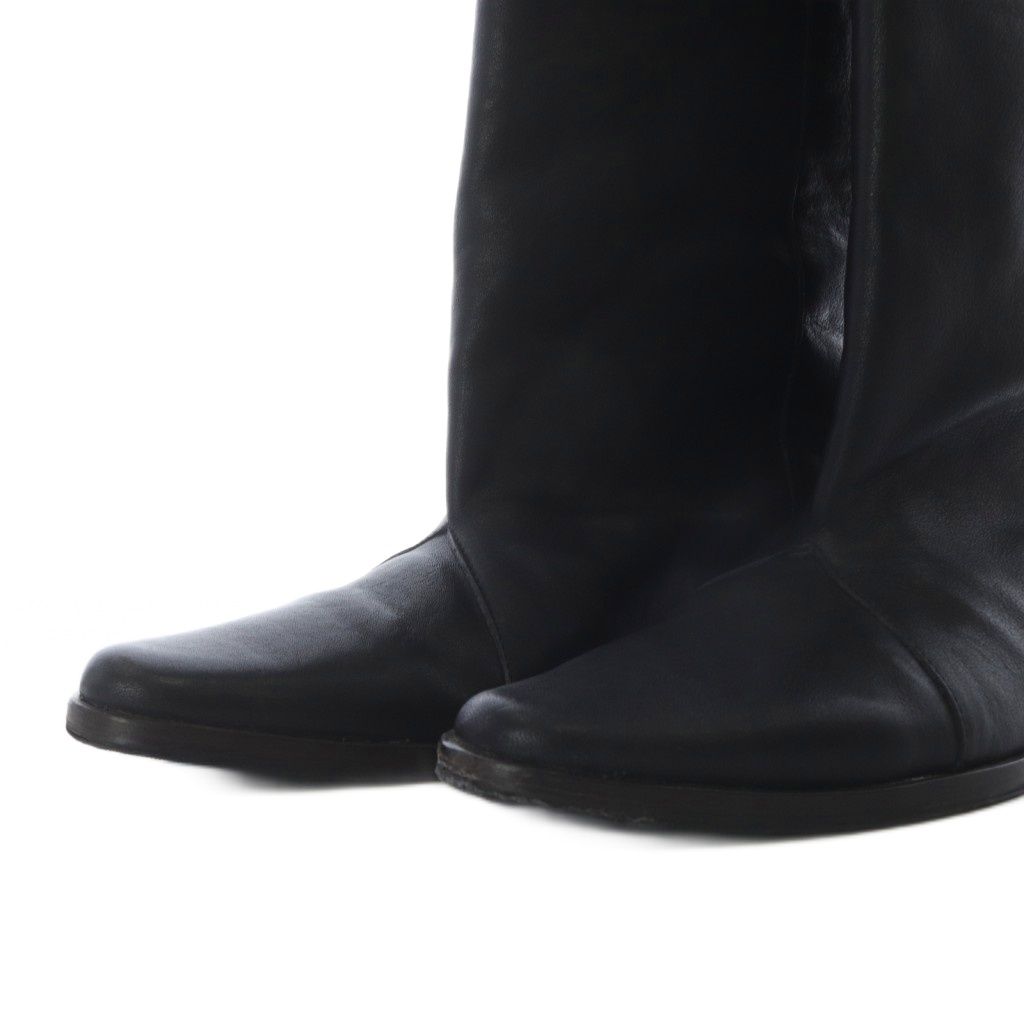  エンリーベグリン henry beguelin LAppartement取扱 ペコスブーツ ロング フラット レザー 38 ブラック YO 17 ブーツ 靴