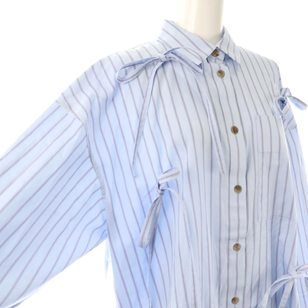 エンフォルド ENFOLD 25SS RIBBON SHIRT シャツ ストライプ 長袖 38