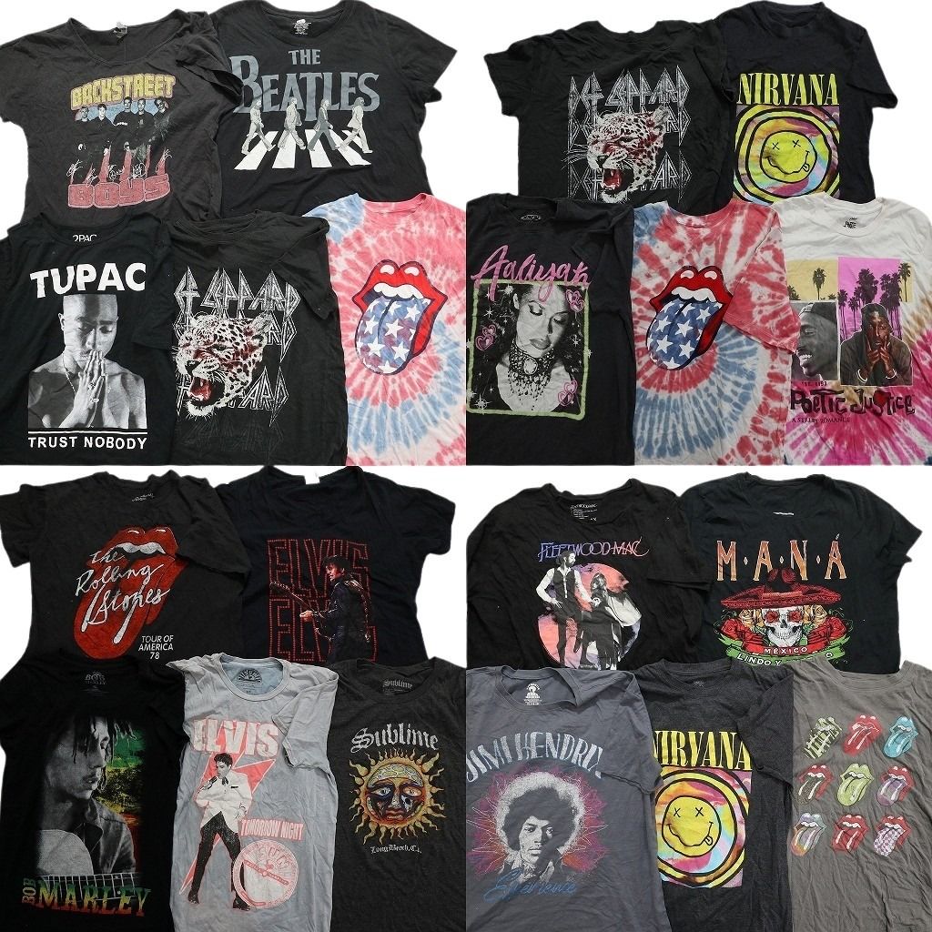 古着卸 音楽 バンド 半袖Tシャツ セット レディース ユース キッズ ニルヴァーナ デフレパード 古着 NB 3579