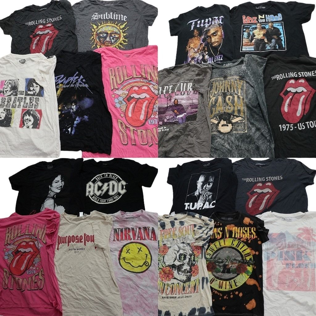 古着卸 音楽 バンド 半袖Tシャツ セット レディース ユース キッズ ビートルズ ニルヴァーナ 古着 NB 3575