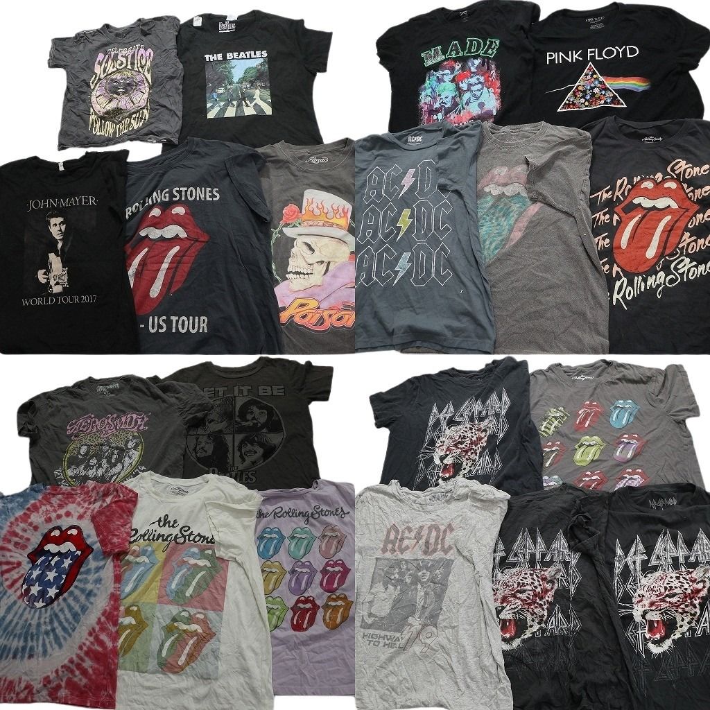 古着卸 音楽 バンド 半袖Tシャツ セット レディース ユース キッズ ピンクフロイド AC DC ビートルズ 古着 NB 3574