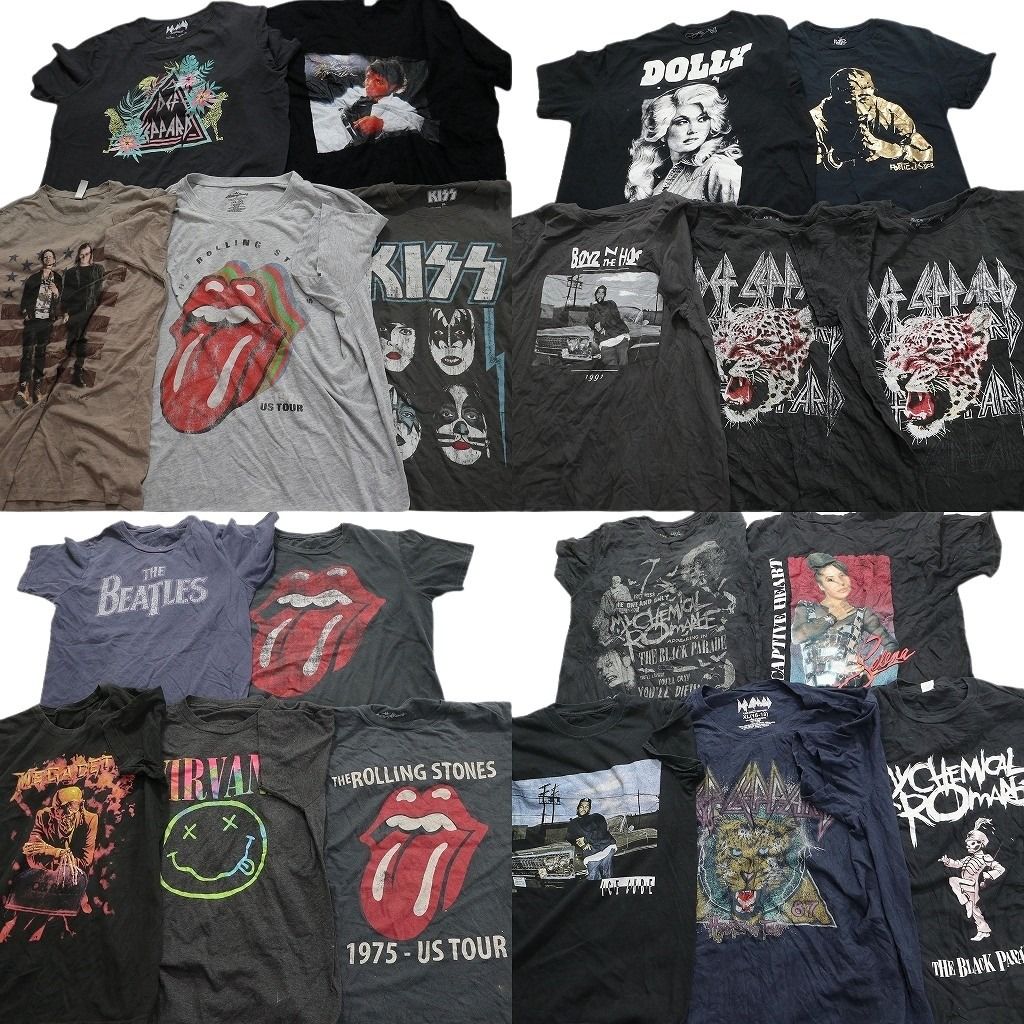 古着卸 音楽 バンド 半袖Tシャツ 20枚セット レディース ユース キッズ マイケルジャクソン KISS 古着 NB3573